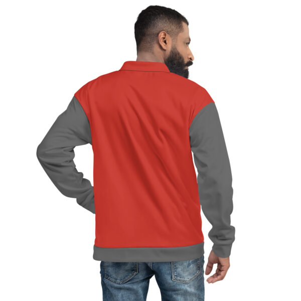 Chaqueta bomber roja manga gris unisex - Imagen 5