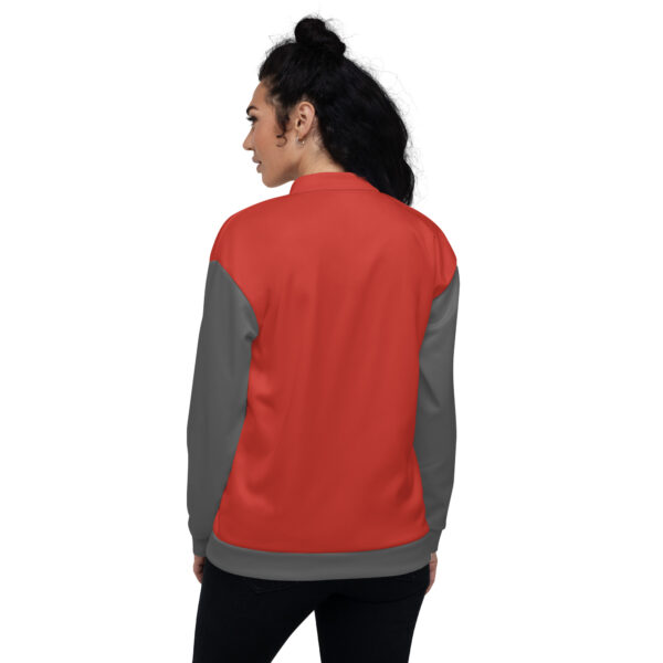 Chaqueta bomber roja manga gris unisex - Imagen 9