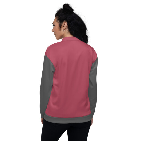 Chaqueta bomber rosa manga gris unisex - Imagen 11