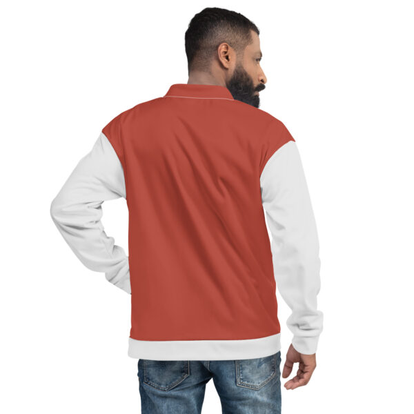 Chaqueta bomber rojo manga gris unisex - Imagen 5