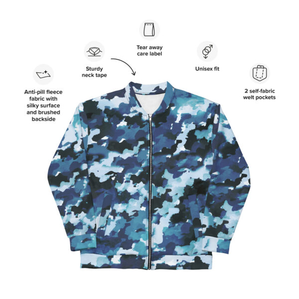 Chaqueta bomber camuflaje azul unisex - Imagen 2