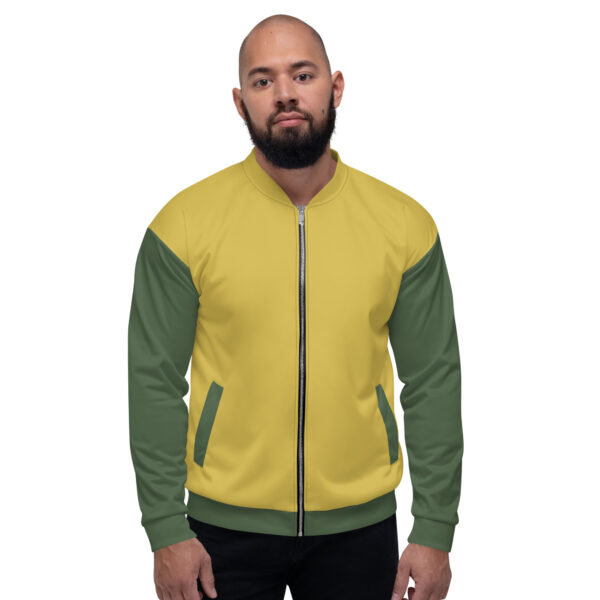 Chaqueta bomber oro viejo manga verde unisex - Imagen 4