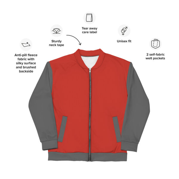 Chaqueta bomber roja manga gris unisex - Imagen 2