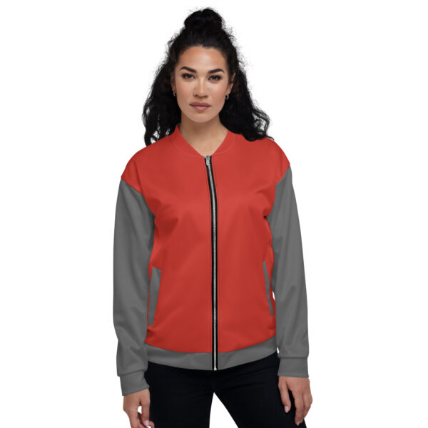 Chaqueta bomber roja manga gris unisex - Imagen 6