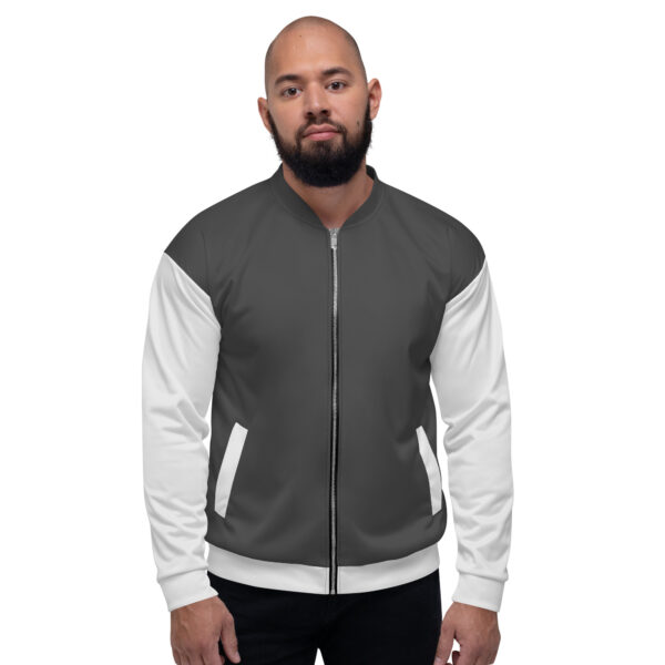 Chaqueta bomber gris oscuro manga gris claro unisex - Imagen 6