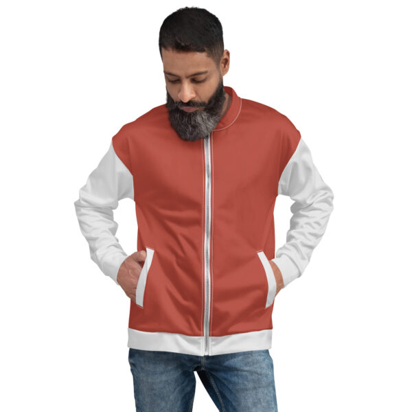 Chaqueta bomber rojo manga gris unisex - Imagen 4