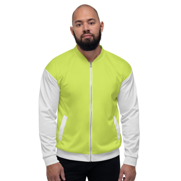 Chaqueta bomber verde mindaro manga gris unisex - Imagen 4