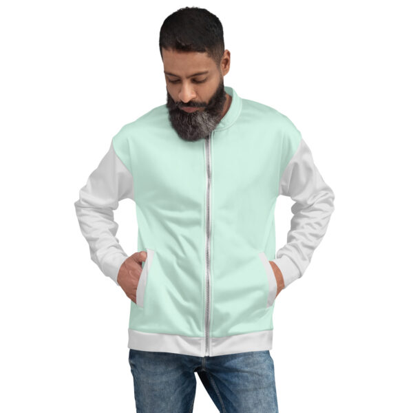 Chaqueta bomber azul aire manga gris unisex - Imagen 4