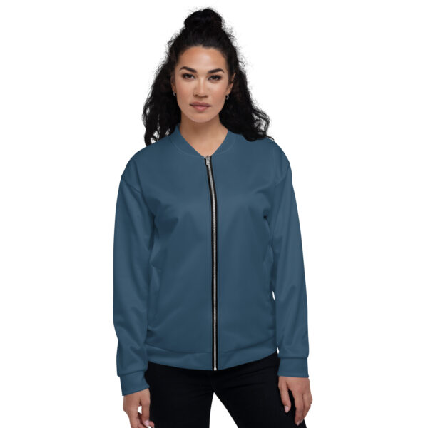 Chaqueta bomber color azul lisa unisex - Imagen 8