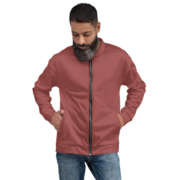 Chaqueta bomber color rojo teja lisa unisex - Imagen 4