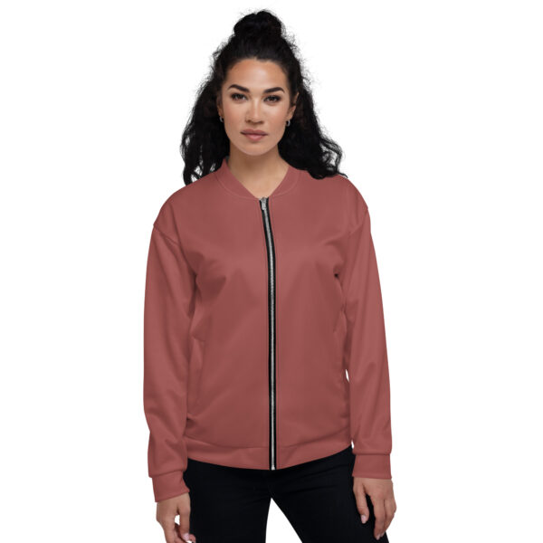 Chaqueta bomber color rojo teja lisa unisex - Imagen 6