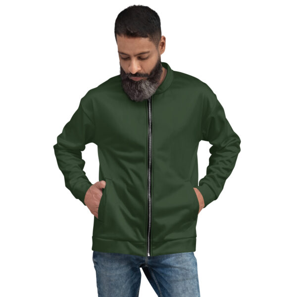 Chaqueta bomber color verde lisa unisex - Imagen 2