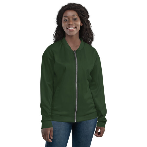 Chaqueta bomber color verde lisa unisex - Imagen 4