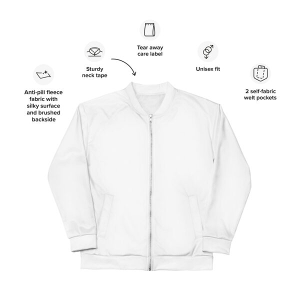 Chaqueta bomber color blanca lisa unisex - Imagen 2