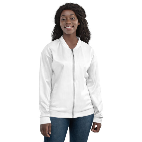 Chaqueta bomber color blanca lisa unisex - Imagen 8