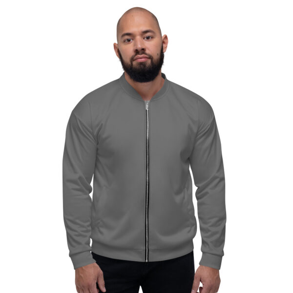 Chaqueta bomber color gris lisa unisex - Imagen 4