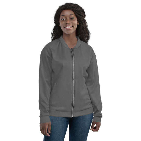 Chaqueta bomber color gris lisa unisex - Imagen 8