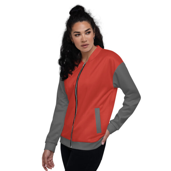 Chaqueta bomber roja manga gris unisex - Imagen 8