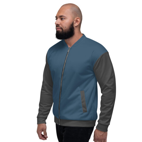 Chaqueta bomber azul manga gris unisex - Imagen 5