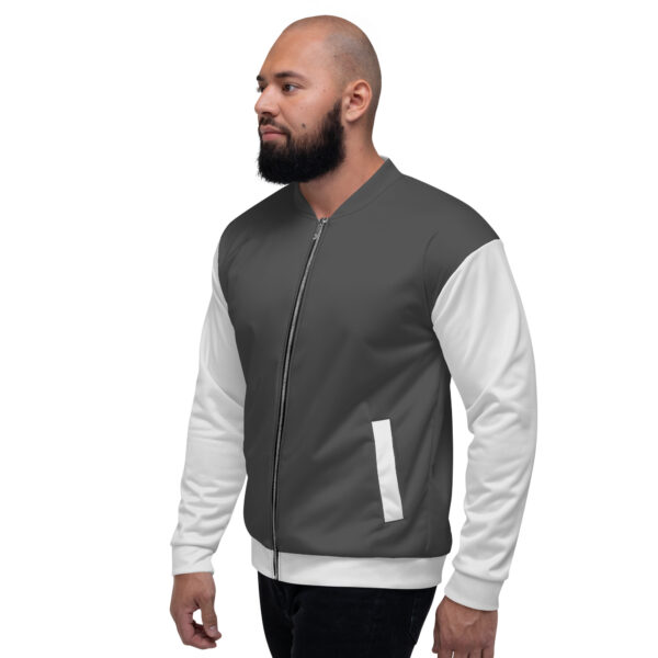 Chaqueta bomber gris oscuro manga gris claro unisex - Imagen 4