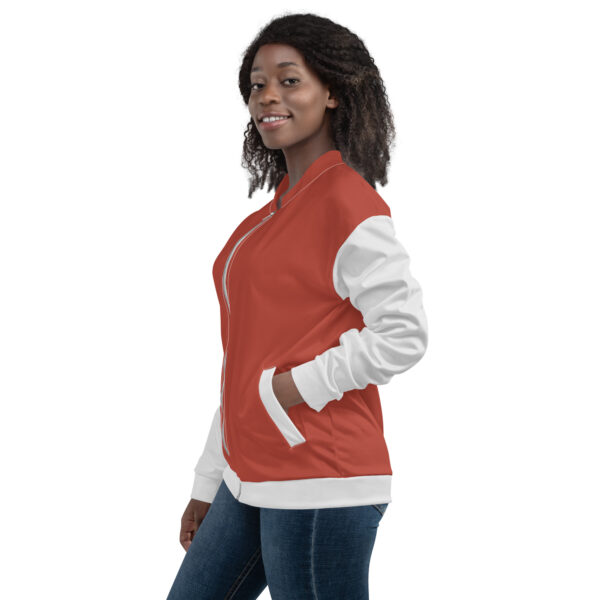 Chaqueta bomber rojo manga gris unisex - Imagen 7