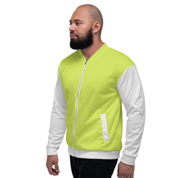 Chaqueta bomber verde mindaro manga gris unisex - Imagen 6