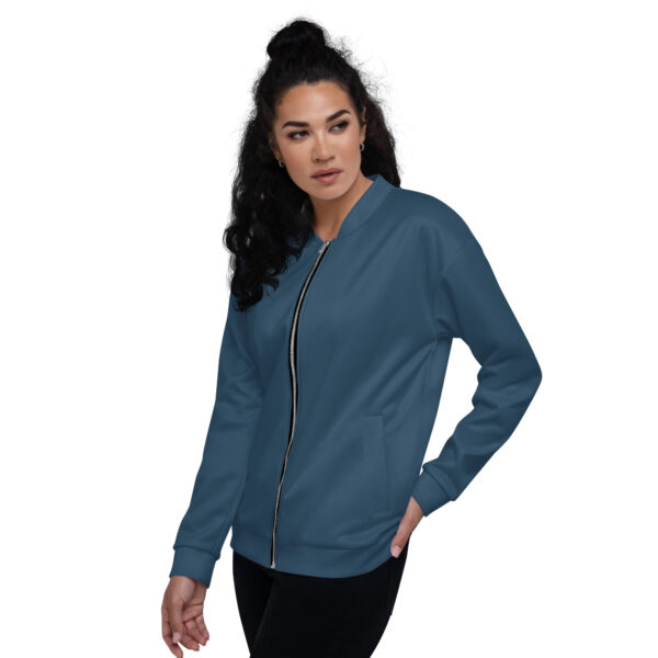 Chaqueta bomber color azul lisa unisex - Imagen 10