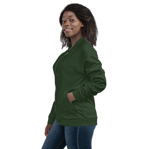 Chaqueta bomber color verde lisa unisex - Imagen 6