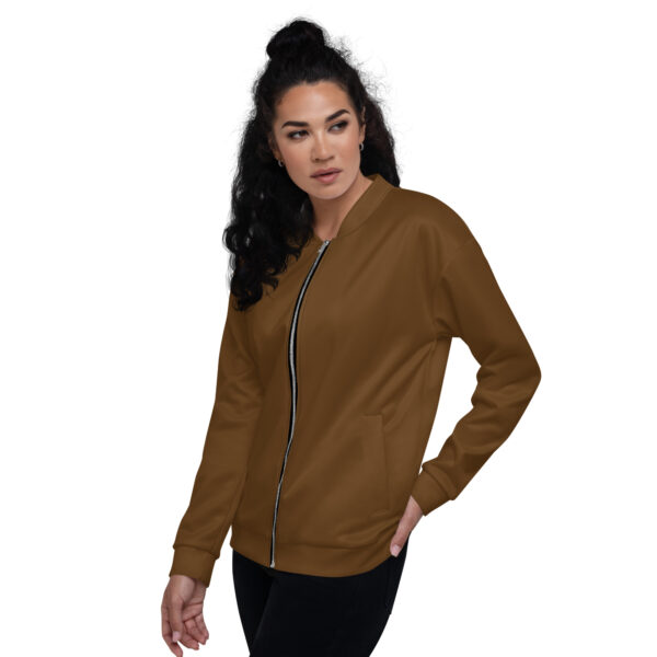 Chaqueta bomber color marrón lisa unisex - Imagen 6