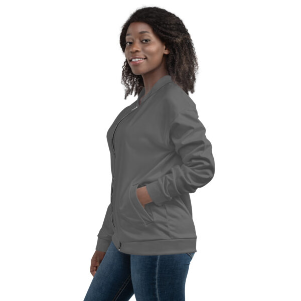 Chaqueta bomber color gris lisa unisex - Imagen 10