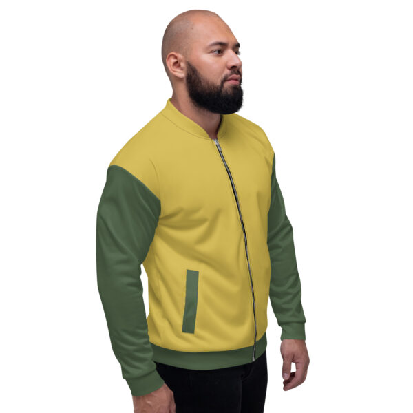 Chaqueta bomber oro viejo manga verde unisex - Imagen 5