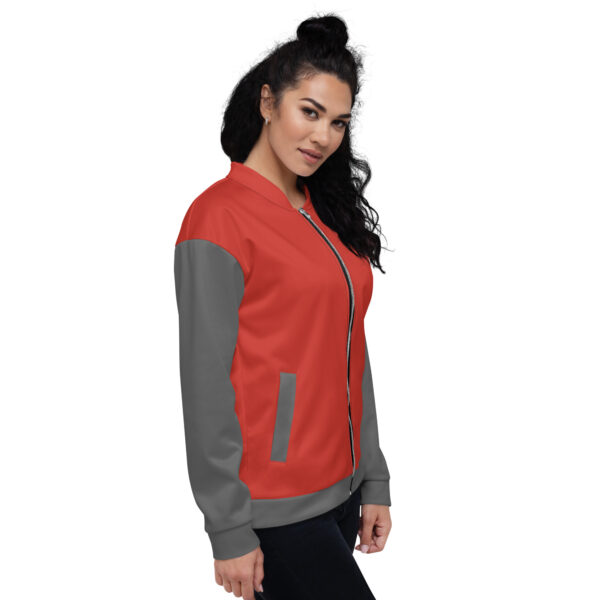 Chaqueta bomber roja manga gris unisex - Imagen 7