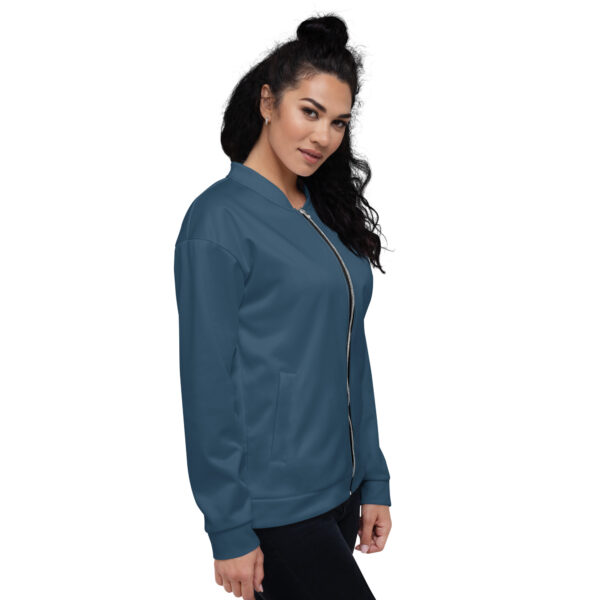 Chaqueta bomber color azul lisa unisex - Imagen 11