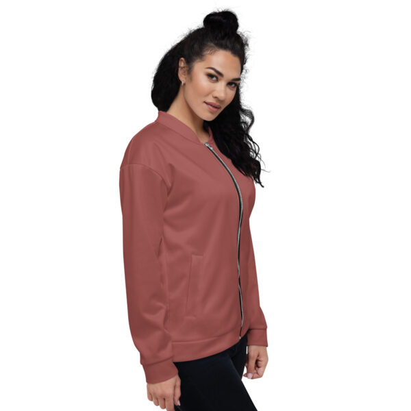 Chaqueta bomber color rojo teja lisa unisex - Imagen 8