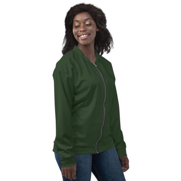 Chaqueta bomber color verde lisa unisex - Imagen 7