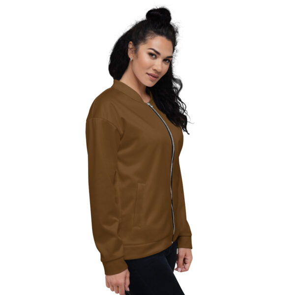 Chaqueta bomber color marrón lisa unisex - Imagen 7