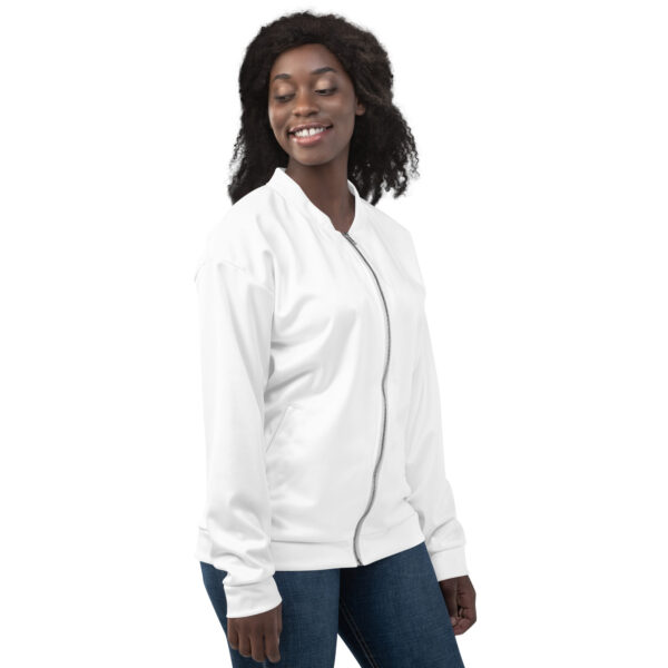 Chaqueta bomber color blanca lisa unisex - Imagen 11