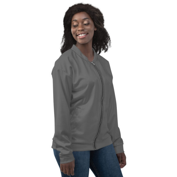 Chaqueta bomber color gris lisa unisex - Imagen 11