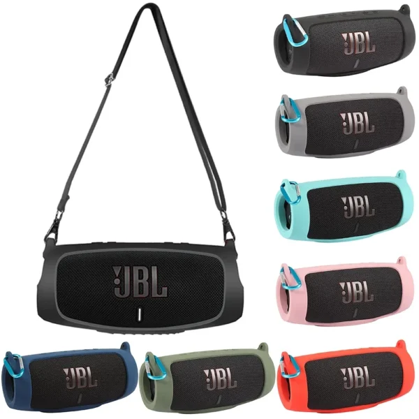 Funda protectora para bocina JBL Charge 5 de silicona con correa - Imagen 3