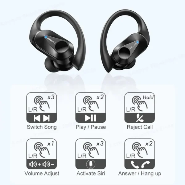 Auriculares deportivos Lenovo LP75 TWS con pantalla digital - Imagen 6