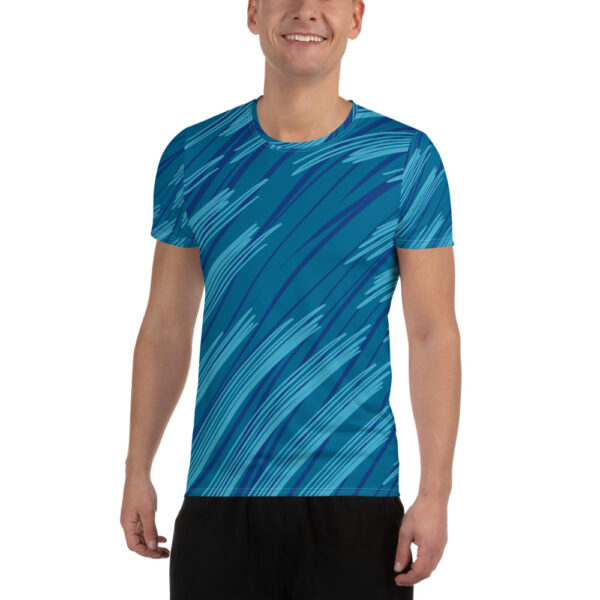 Camiseta deportiva diseño velocidad azul para hombre