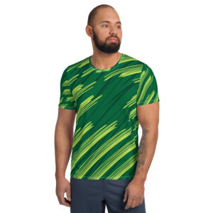 Camiseta deportiva diseño velocidad verde para hombre