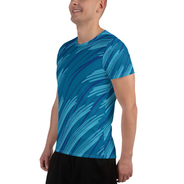 Camiseta deportiva diseño velocidad azul para hombre - Imagen 4