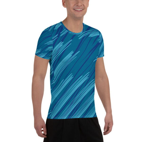 Camiseta deportiva diseño velocidad azul para hombre - Imagen 3